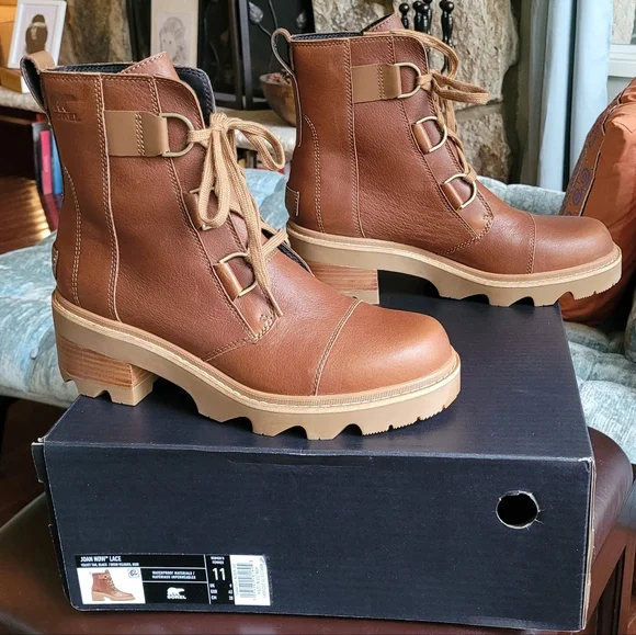 Sorel Joan Now Lace Brown Leather Boots 11 NIB - Picture 4 of 8